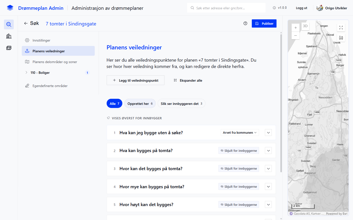 Liste over veiledningspunkter med filterfaner