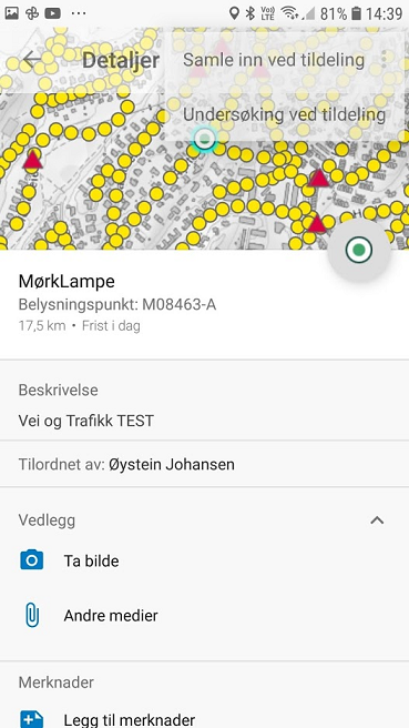 Start Undersøking ved tildeling