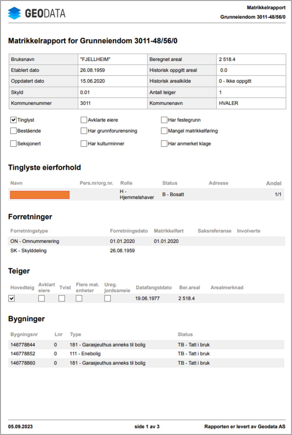 matrikkelrapport